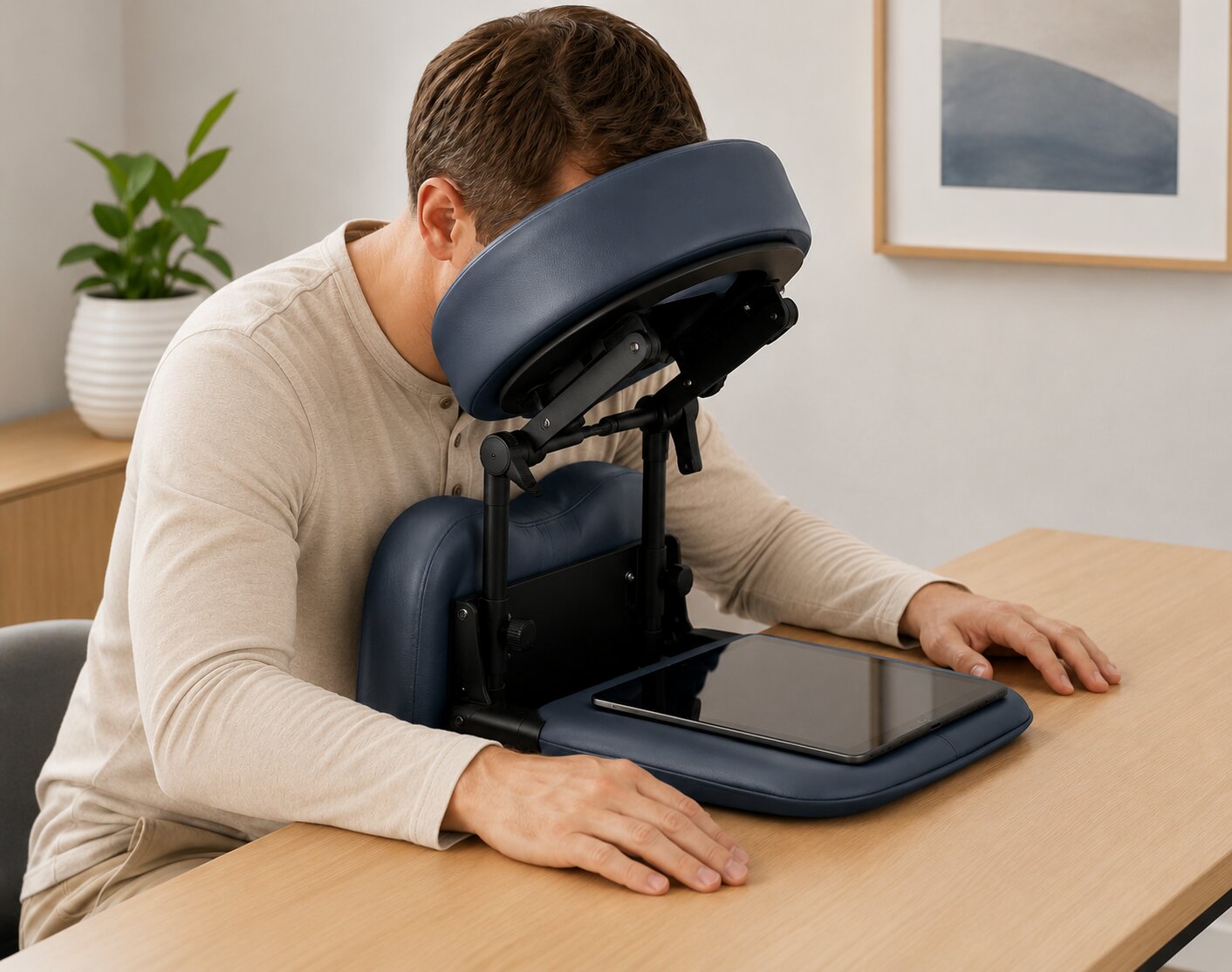 Portable tabletop seated support for vitrectomy recovery
